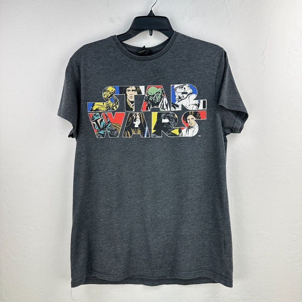 Star Wars Graphic Tee Cedar Wood State Mens L Gray Star Wars Logo Front